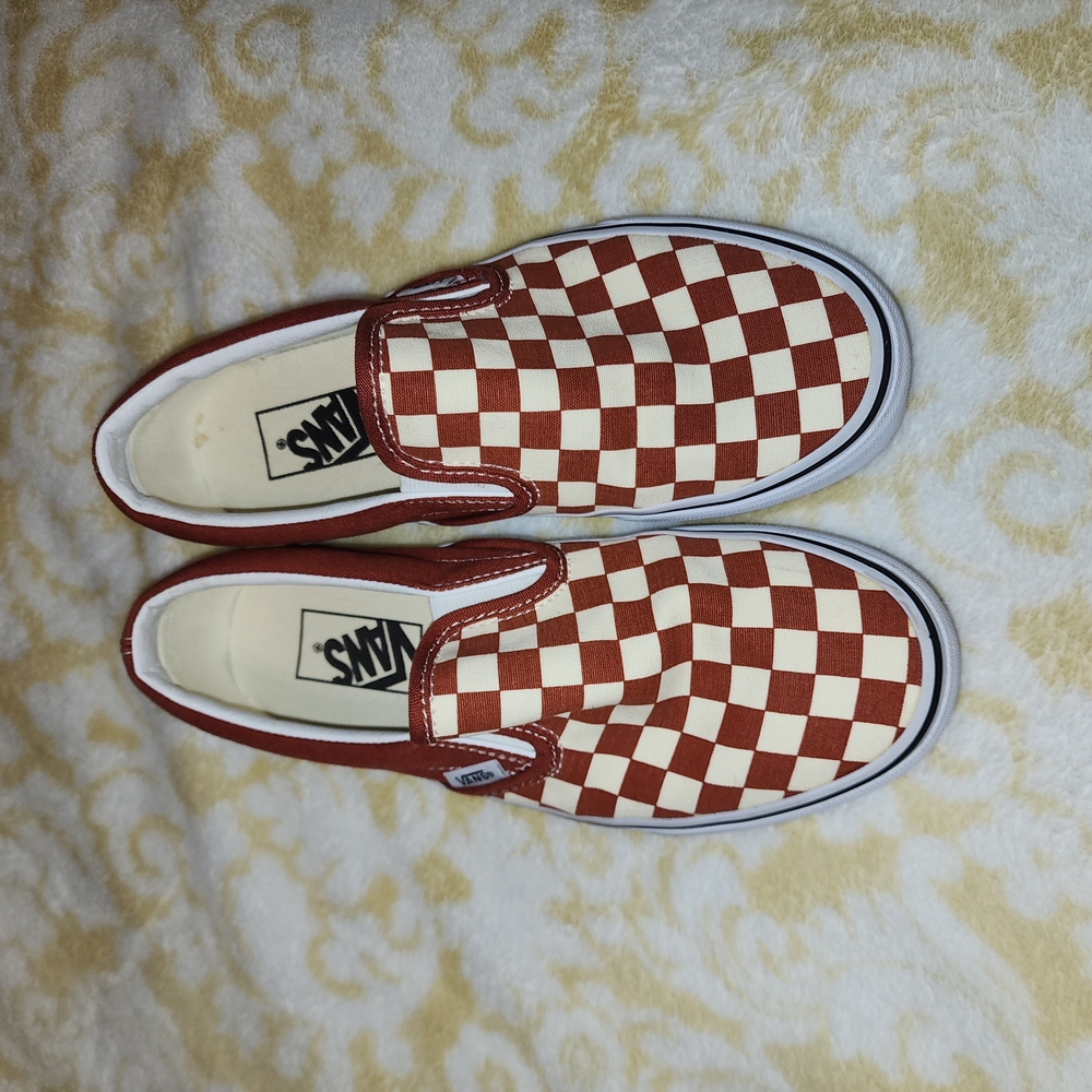 Burnt Orange and White Checkered Vans